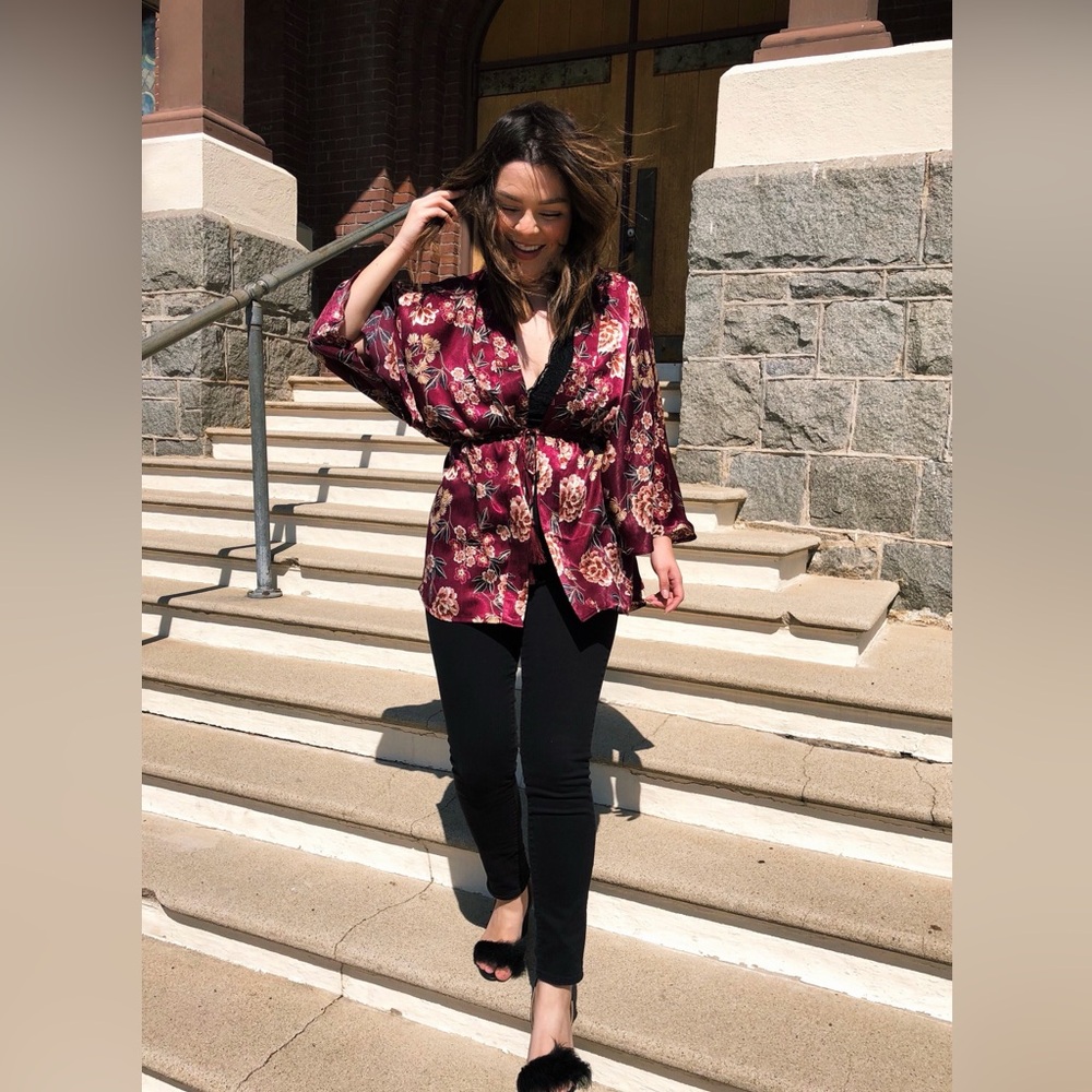 Burgundy Floral Women's Tunic
